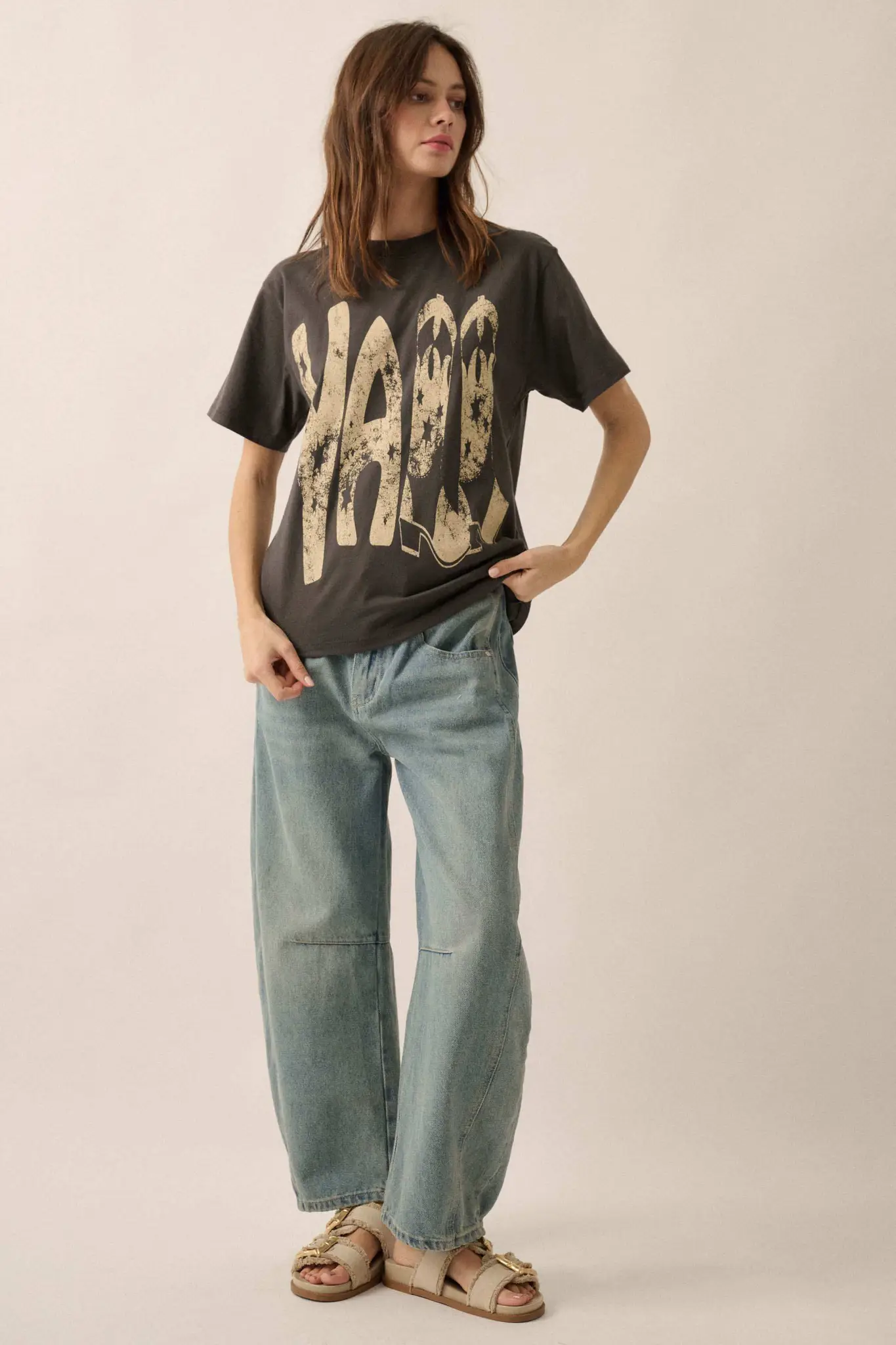 Y'All Cowboy Boots Vintage-Print Graphic Tee - Image 4