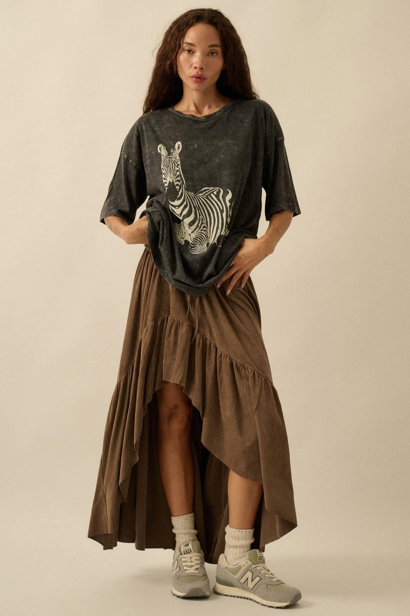 Zebra Crossing Vintage-Wash Oversize Graphic Tee - Image 3