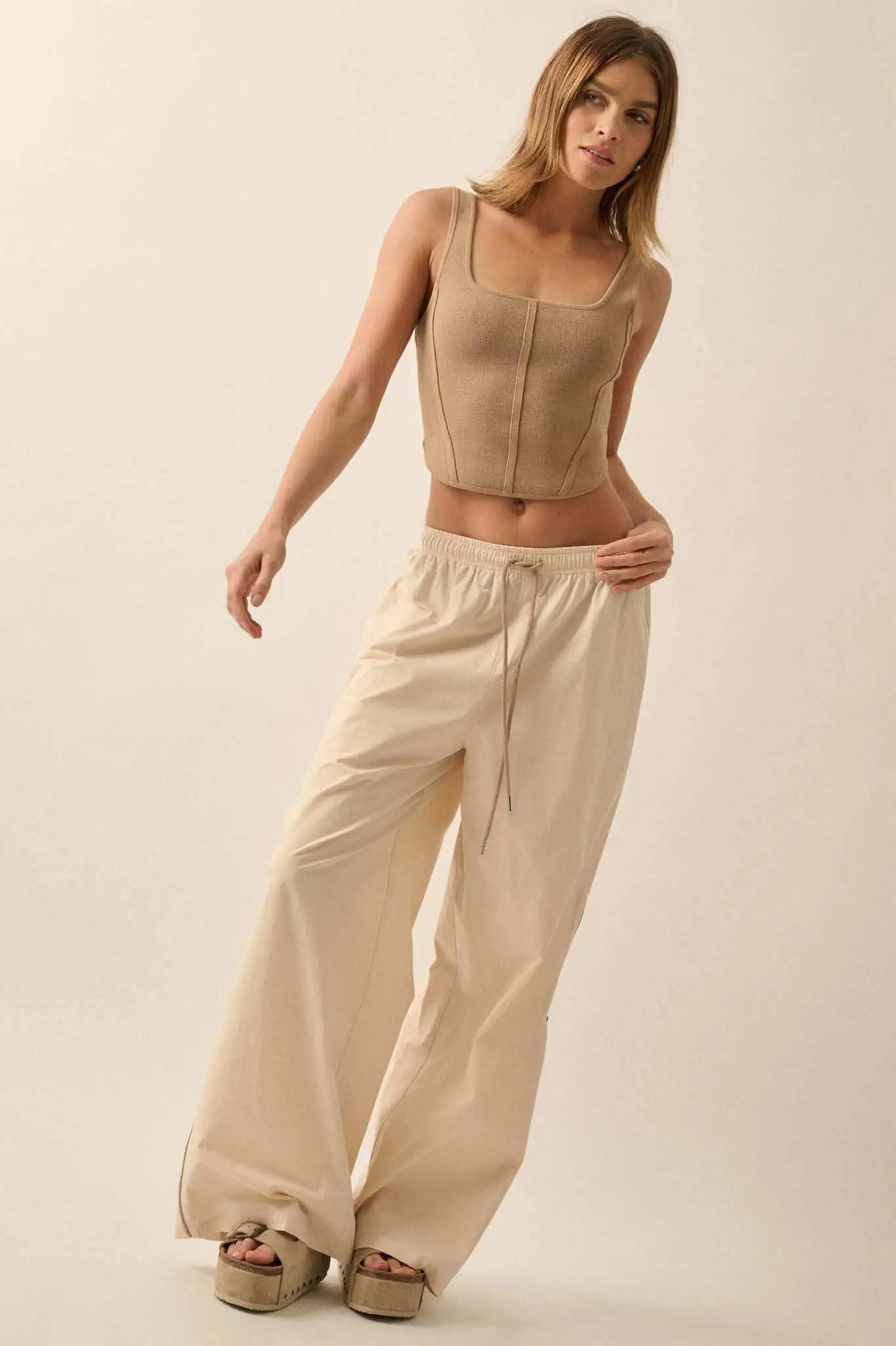 Zip It Up Side-Zip Wide-Leg Drawstring Pants - Image 9