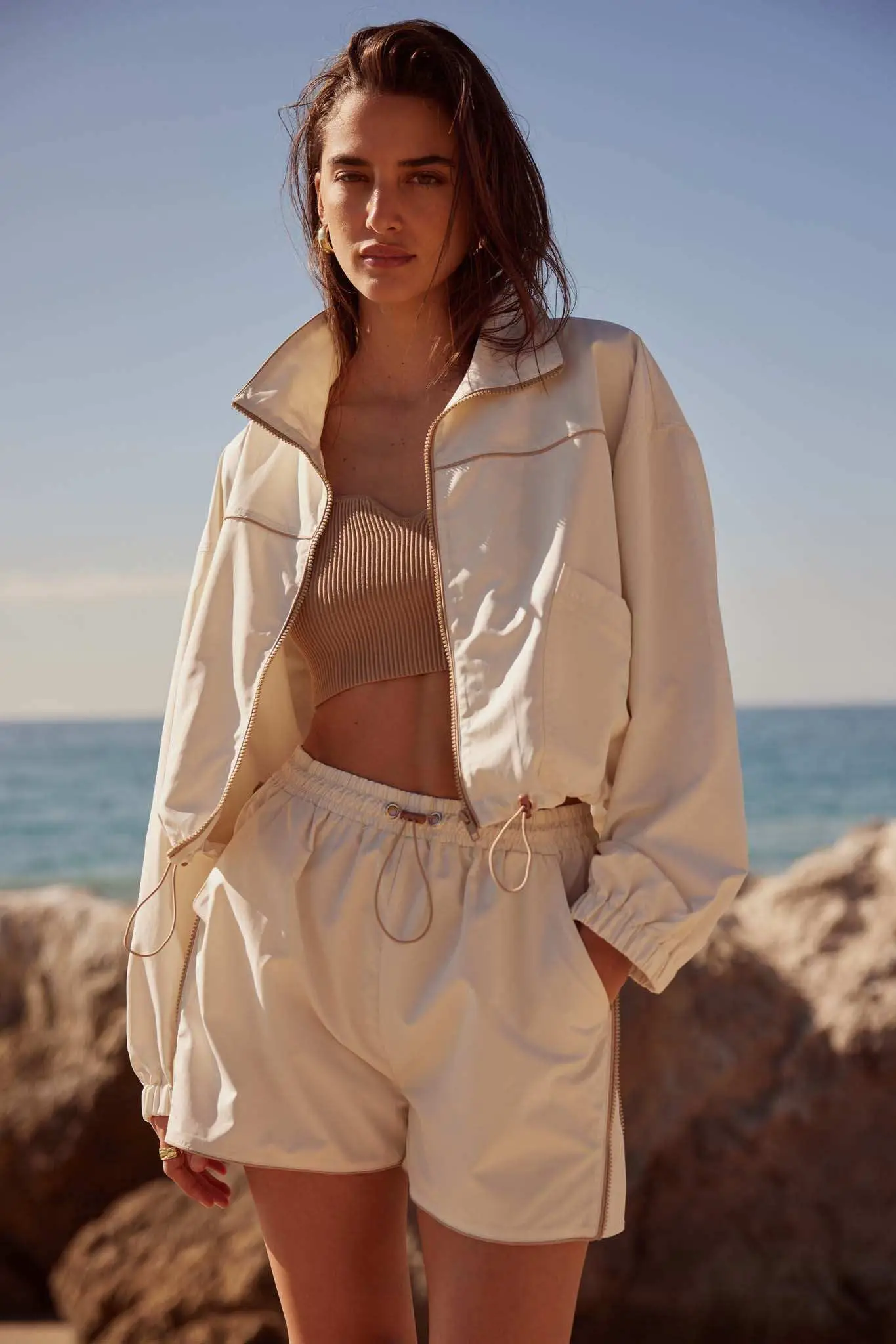 Zip to It Piping-Trim Drawstring Jacket - Image 3