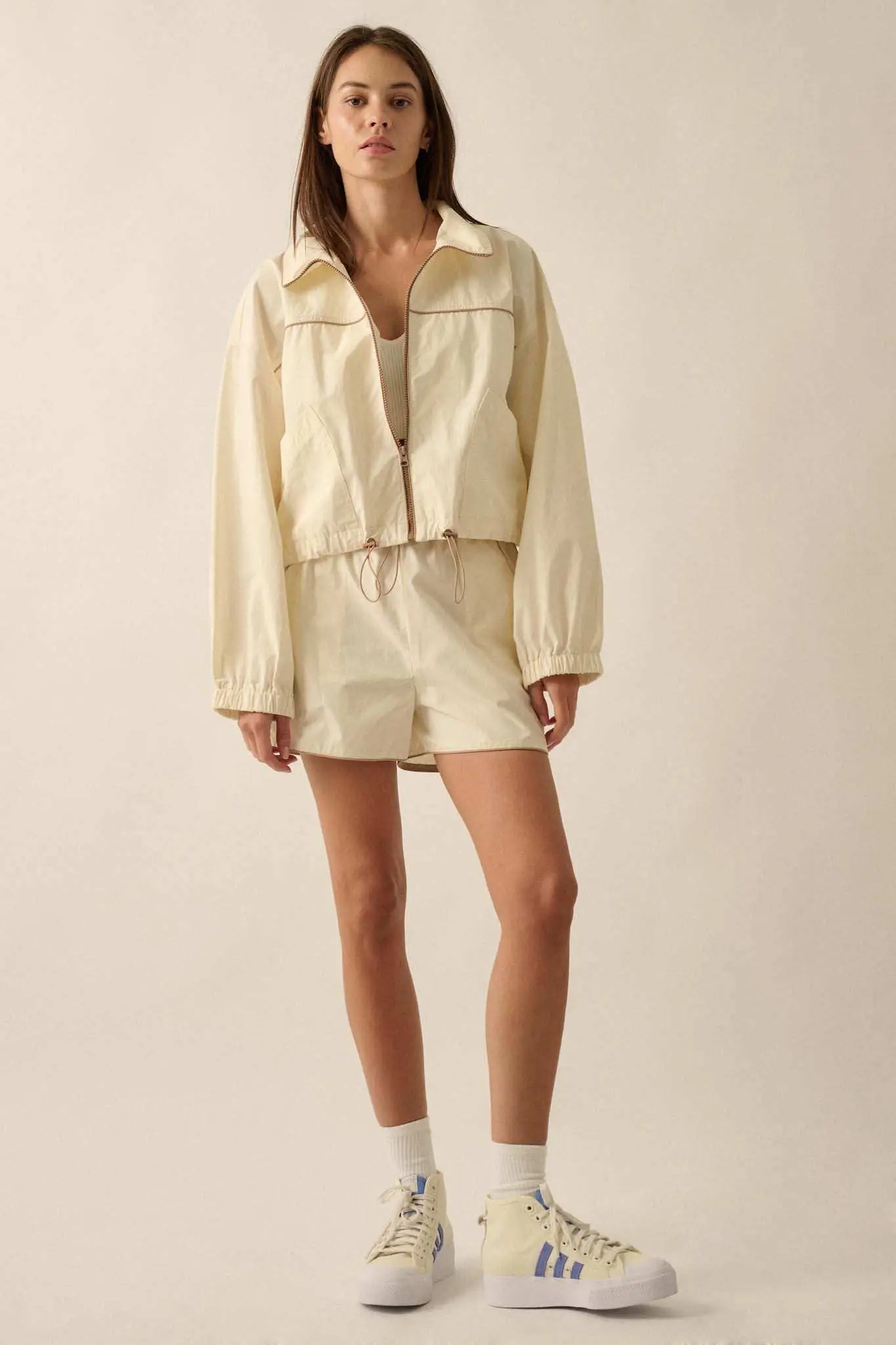 Zip to It Piping-Trim Drawstring Jacket - Image 8