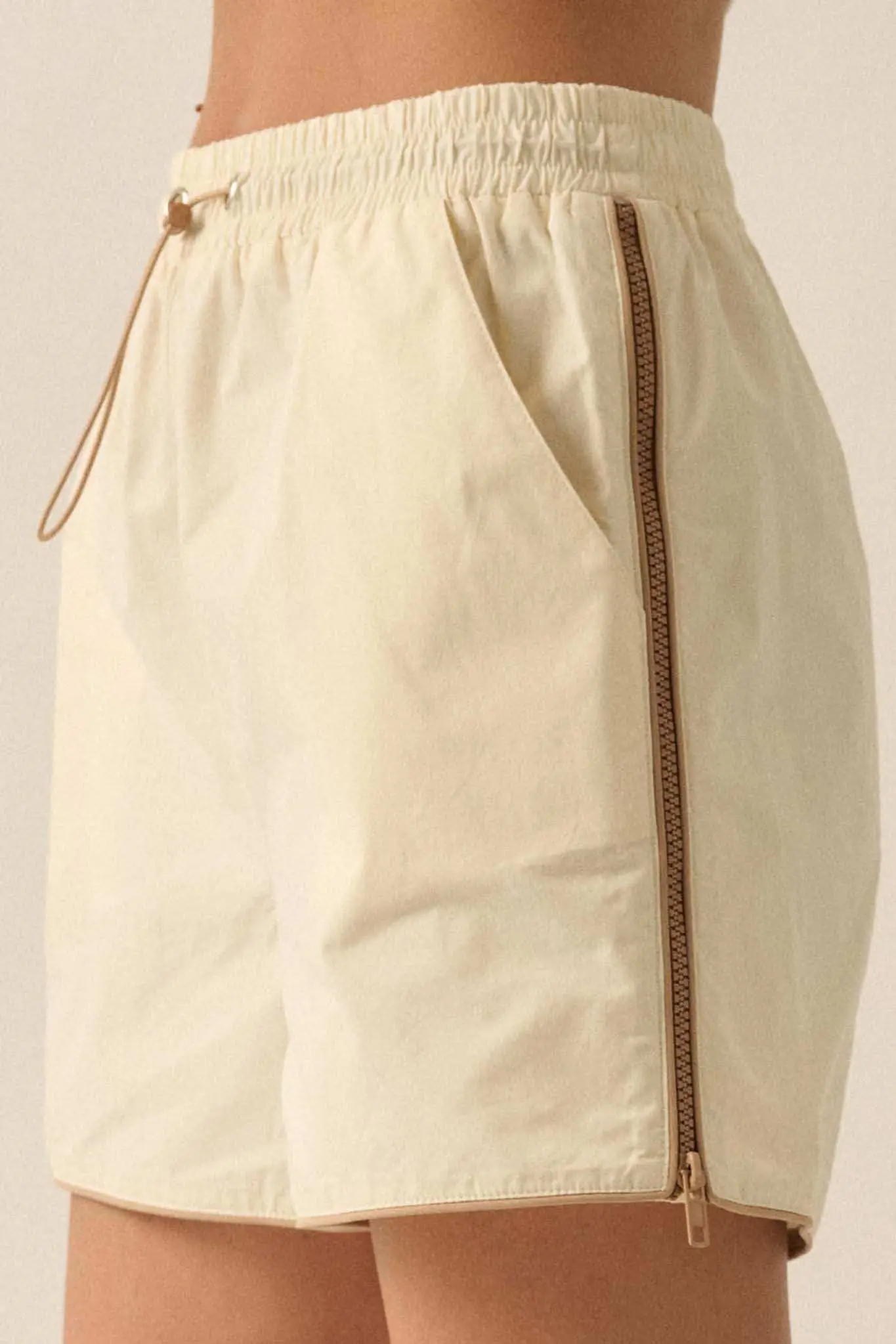 Zip Zap Side-Zip Piping-Trim Drawstring Shorts - Image 6