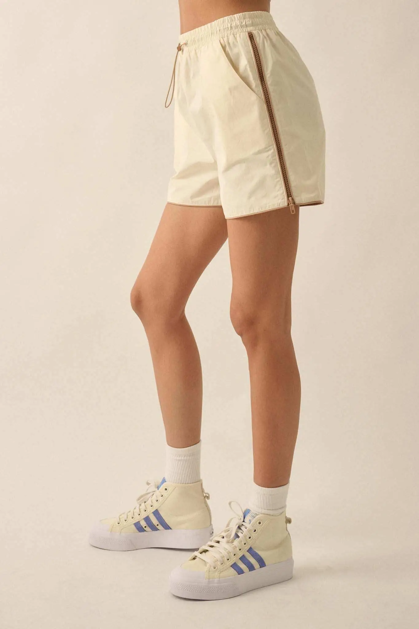 Zip Zap Side-Zip Piping-Trim Drawstring Shorts - Image 8