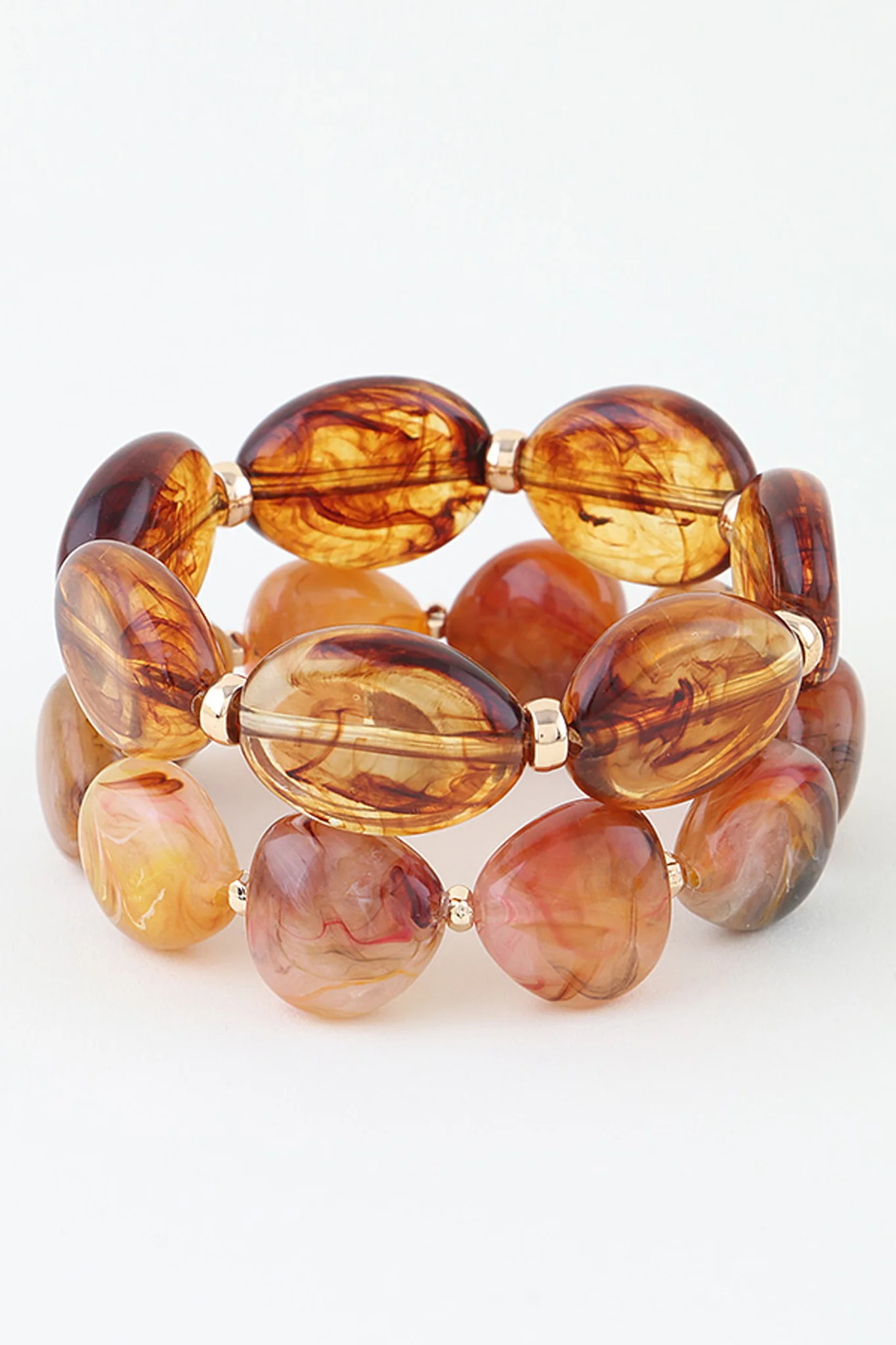 Zuma Two-Piece Tortoise Resin Bead Bracelet Set - Image 2
